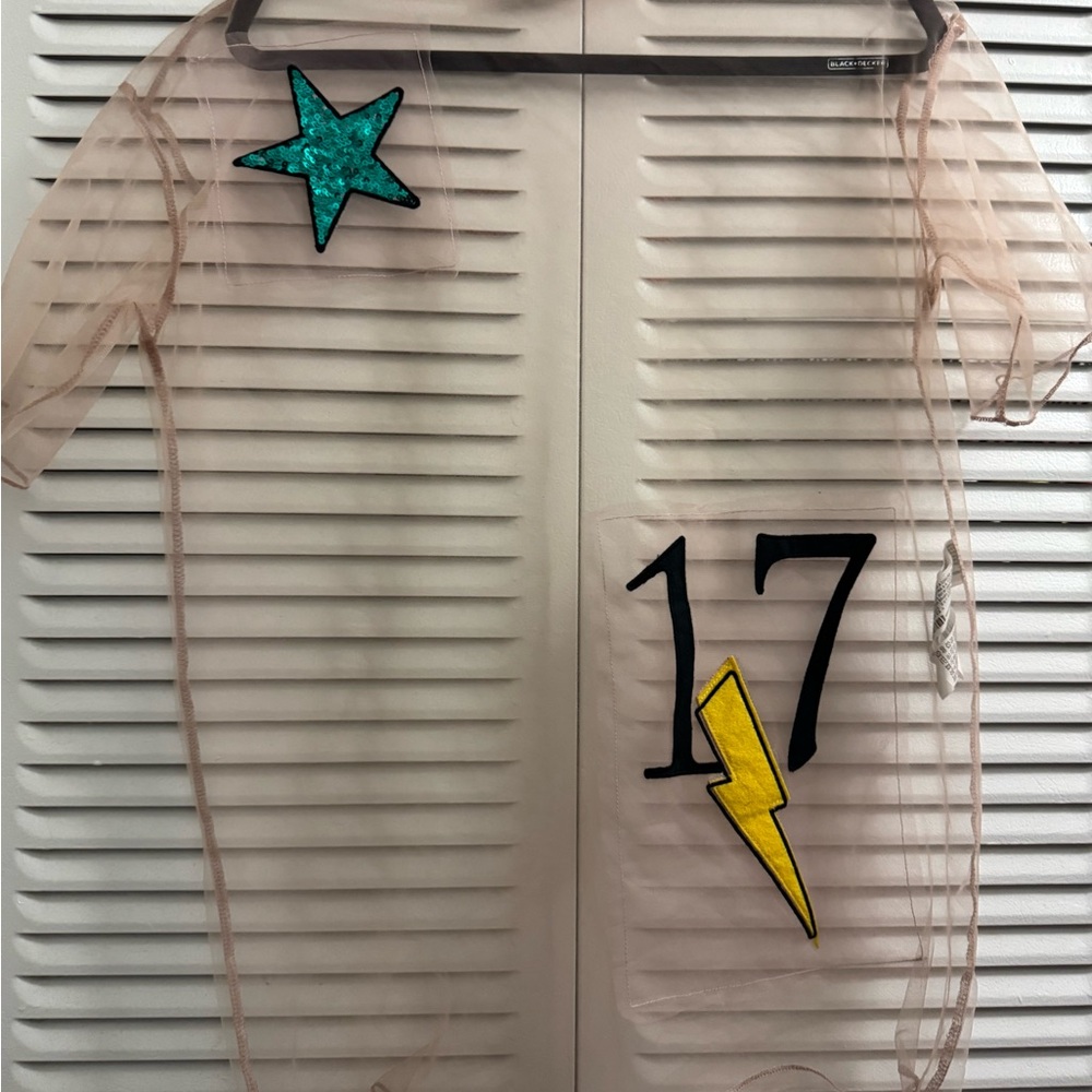 Zara shear top with Teal Star and Yellow Lightning